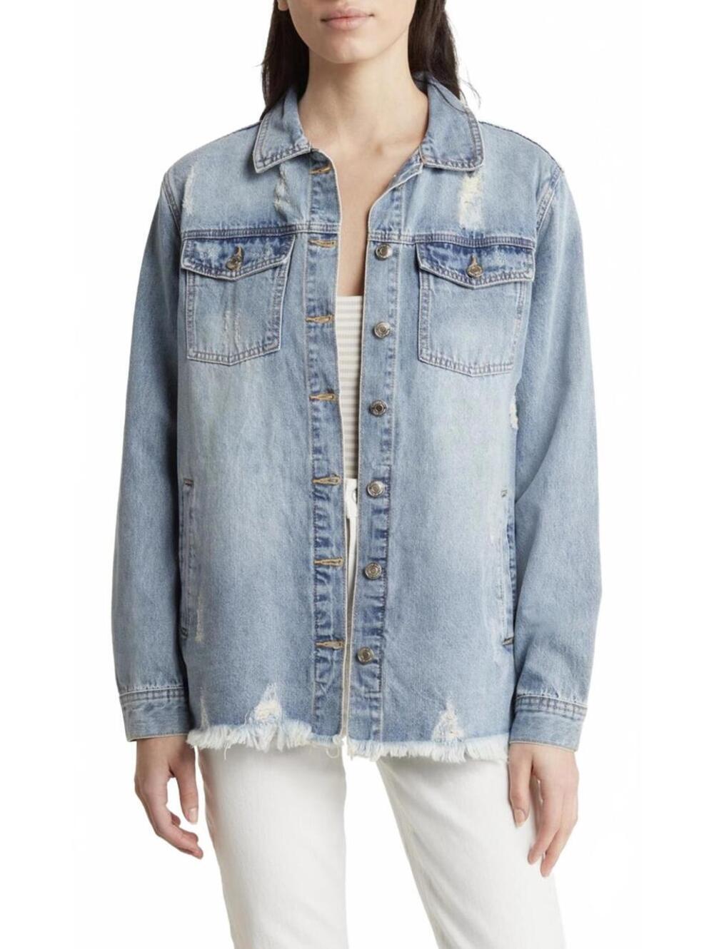 Thread & Supply Cotton Distressed Villa Frayed Denim Jacket NWT Light Wash Small